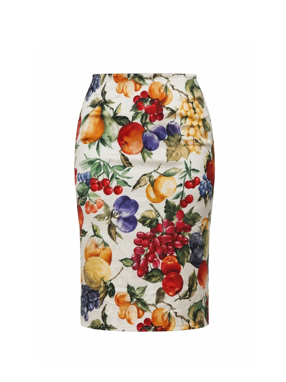 2000's Dolce & Gabbana Fruit Printed Fitted Silk Skirt